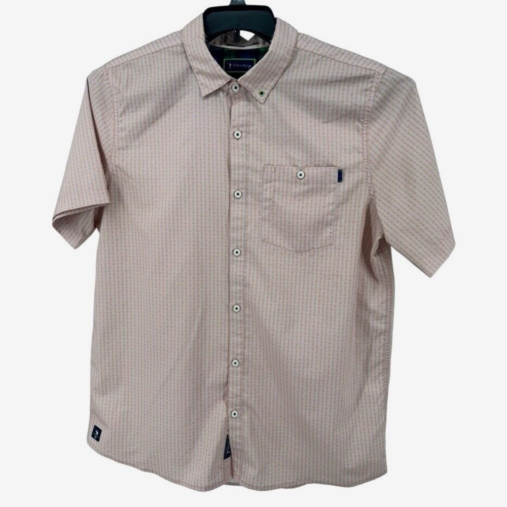 William Murray Shirt Large Golf Mens Short Sleeve Button Down Pink Orange Trophy